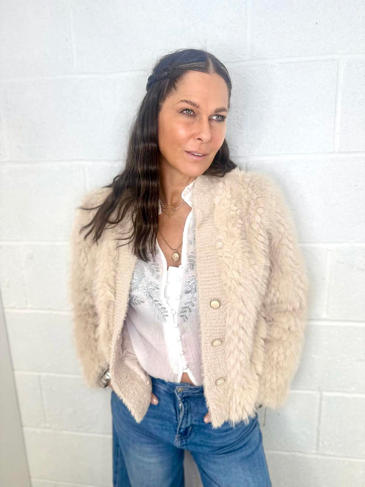 Kennedy Faux Fur Jacket Cream