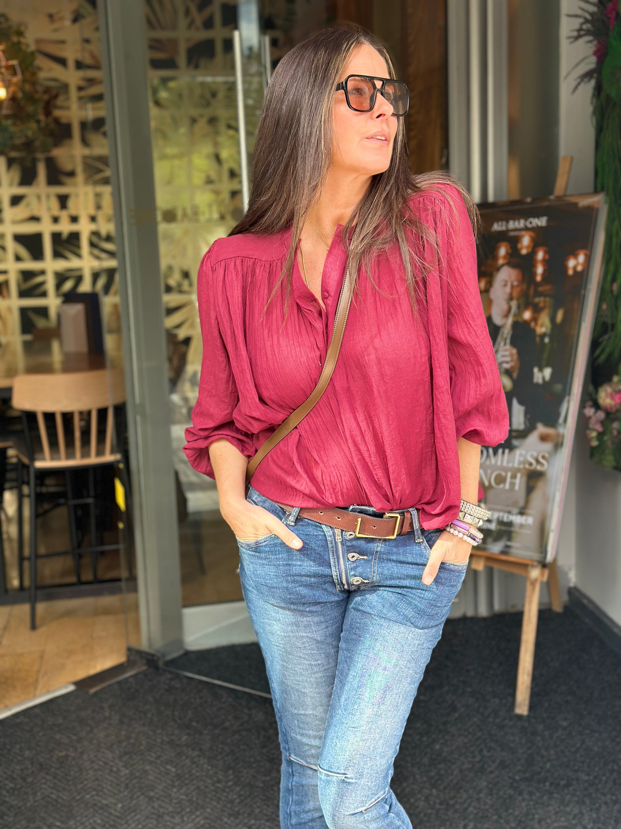 JoJo Floaty Blouse - Bordeaux