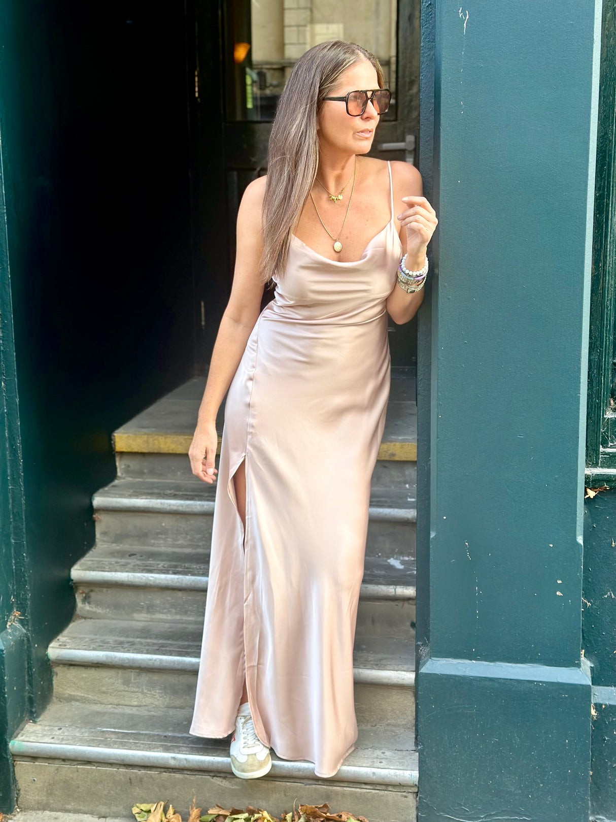 Elisha Maxi Slip Dress - Beige