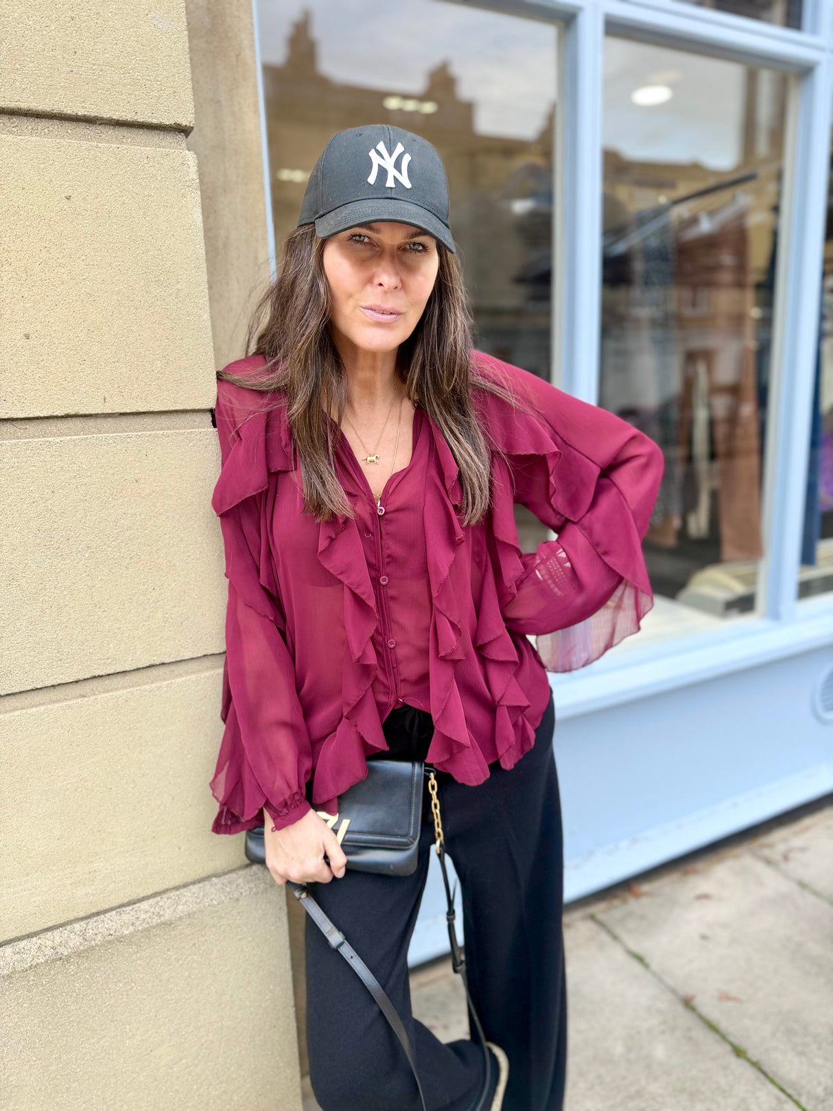 Ruby Ruffle Blouse - Cherry