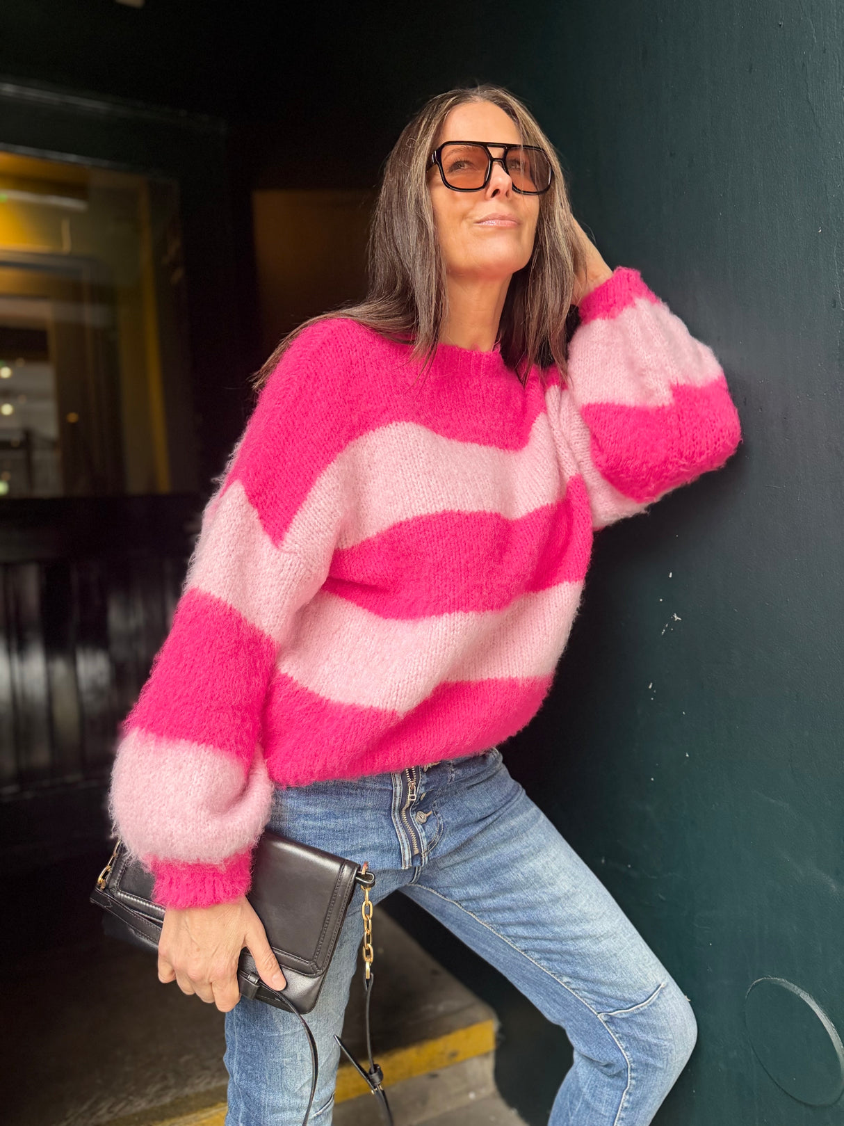 Freddie Stripe Knit - Hot Pink