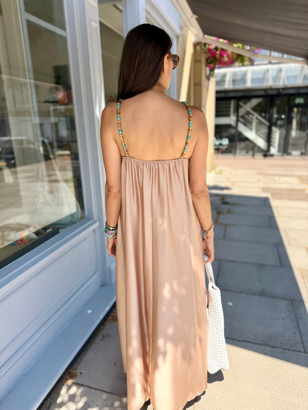Lottie Beaded Maxi Dress - Nude