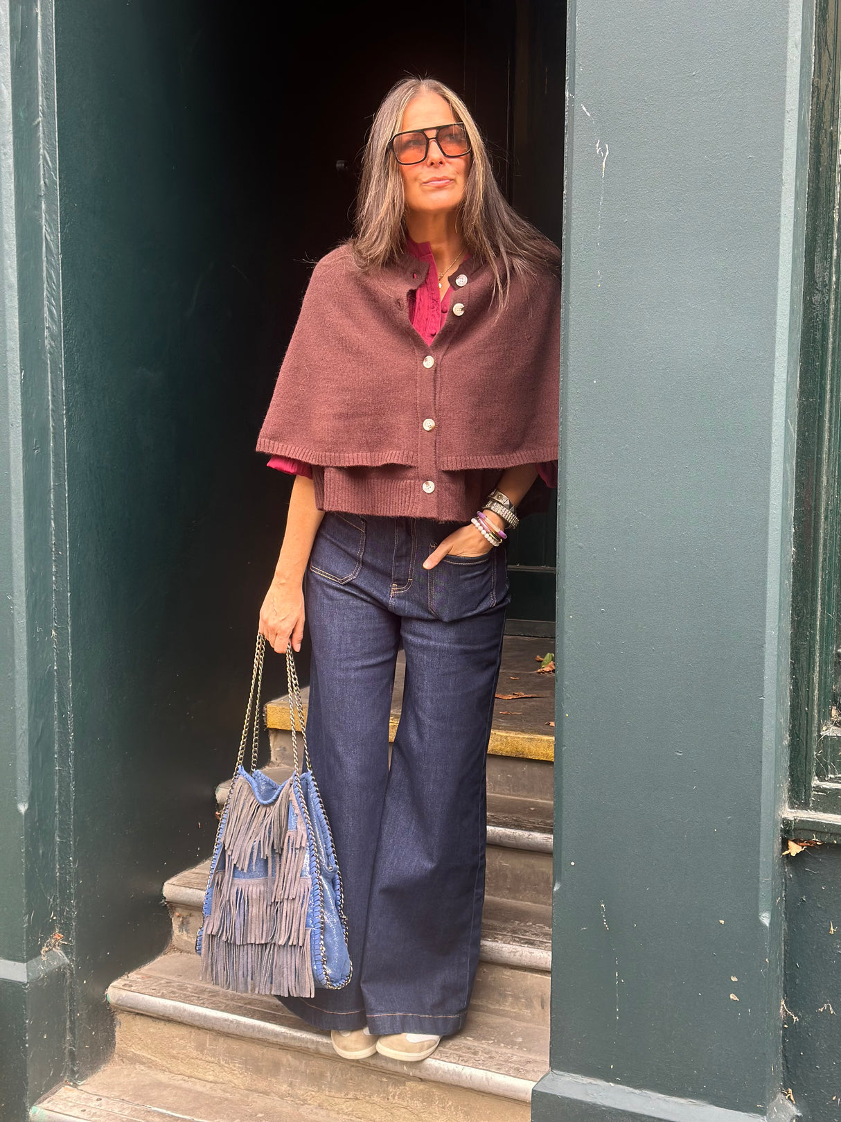 Joy Knitted Cape - Chocolate