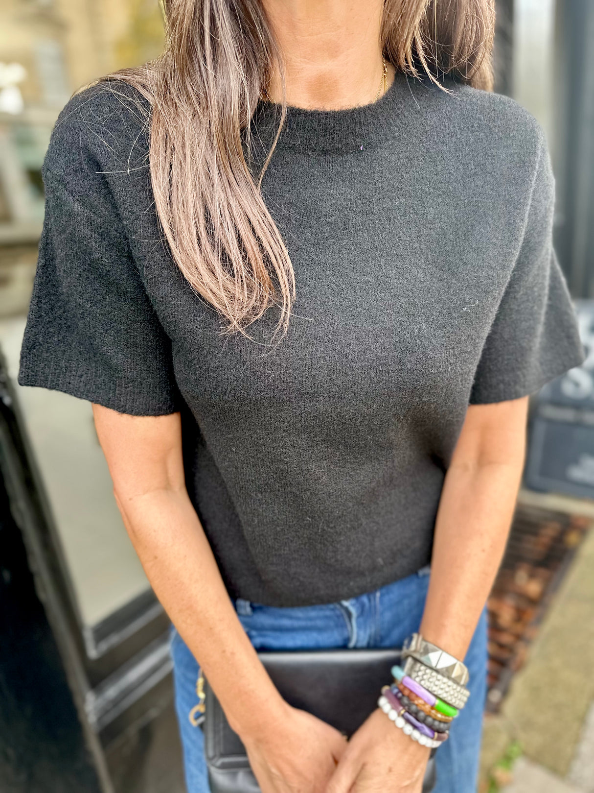 Harriet Short Sleeve knit - Black