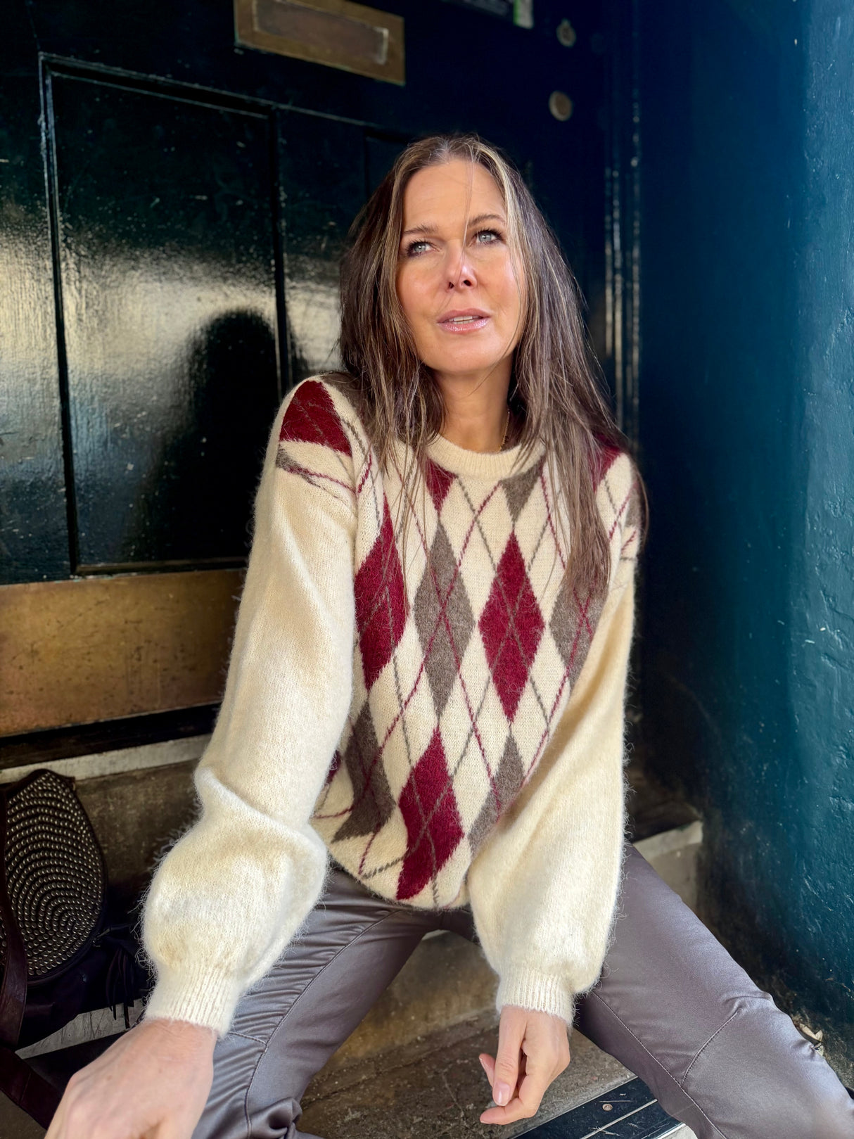 Argyle Crew Neck - Ivory