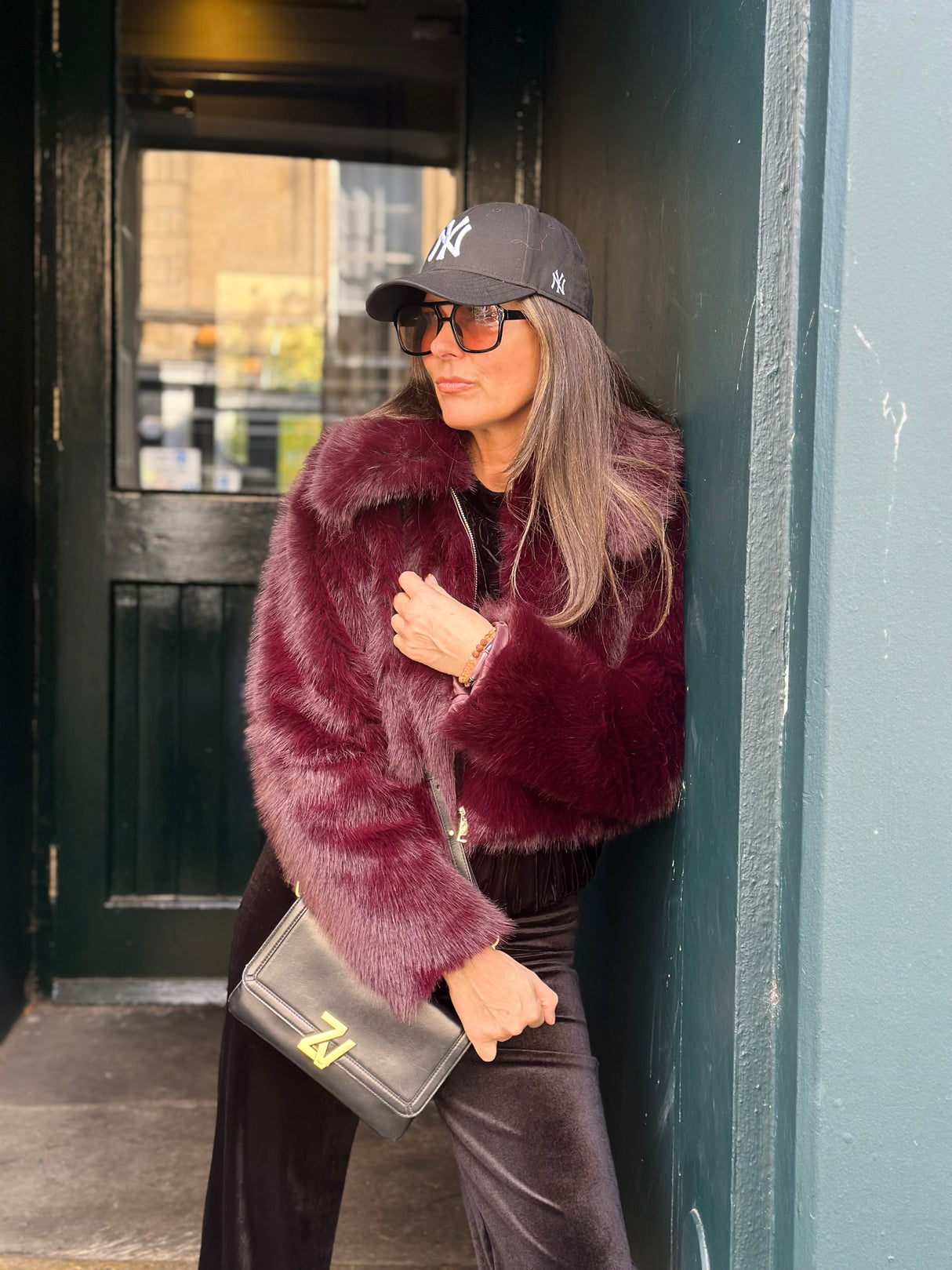 Caggie Faux Fur Jacket - Cherry