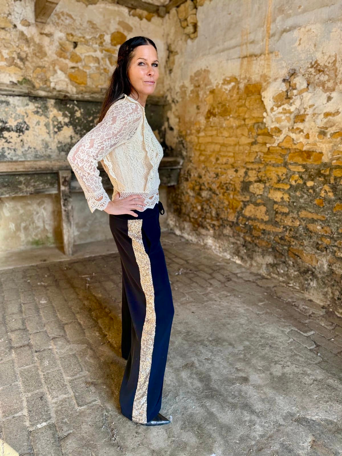 Tempest Pant - Black With Gold Sequin