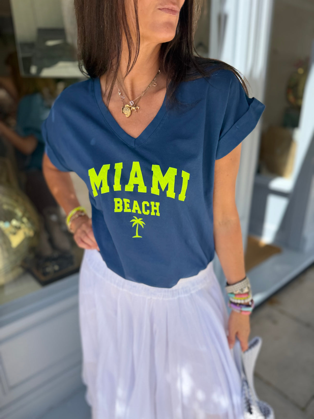 Miami Tee - Navy/Neon