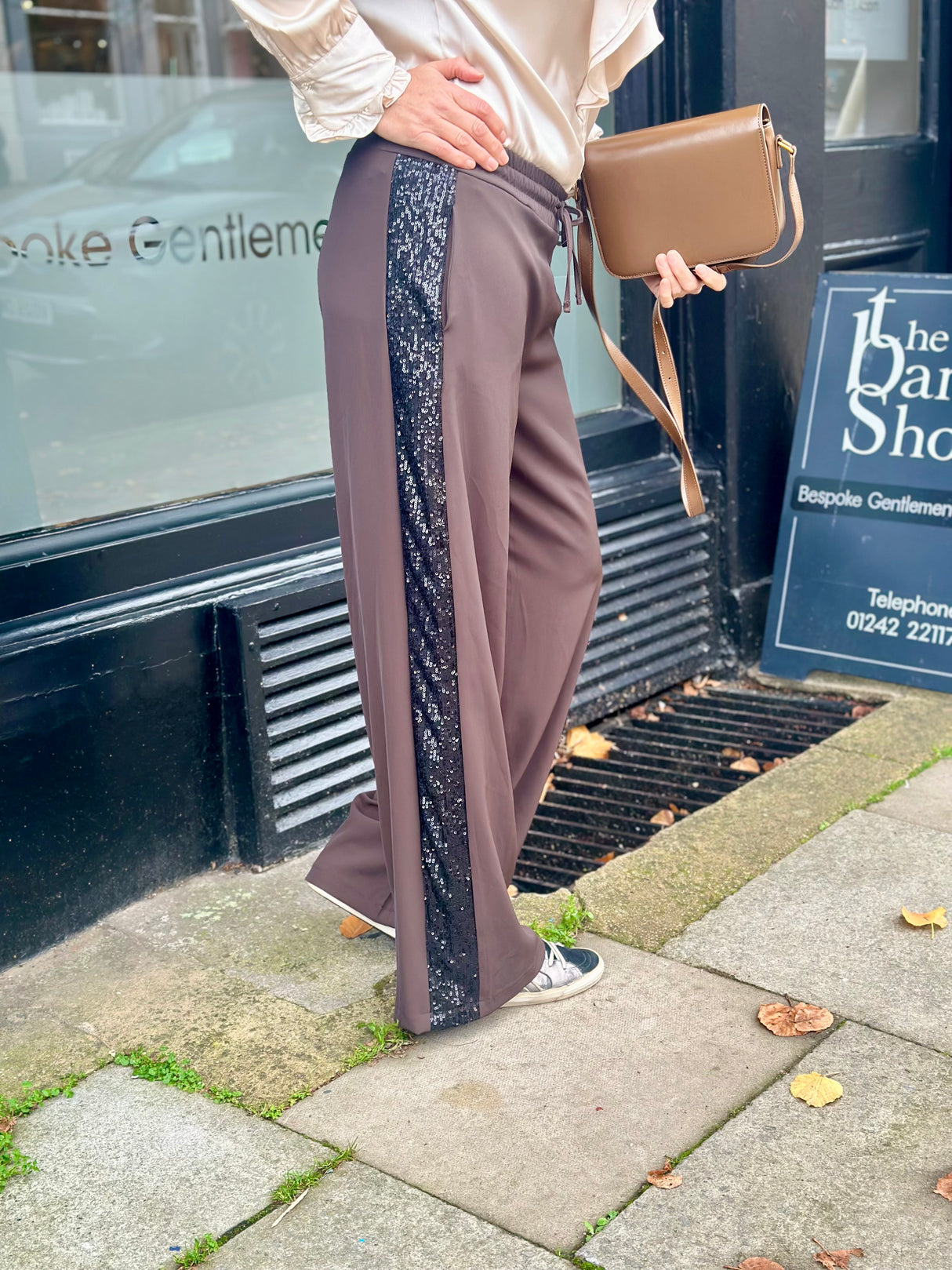 Tempest Pant - Chocolate With Black Sequin