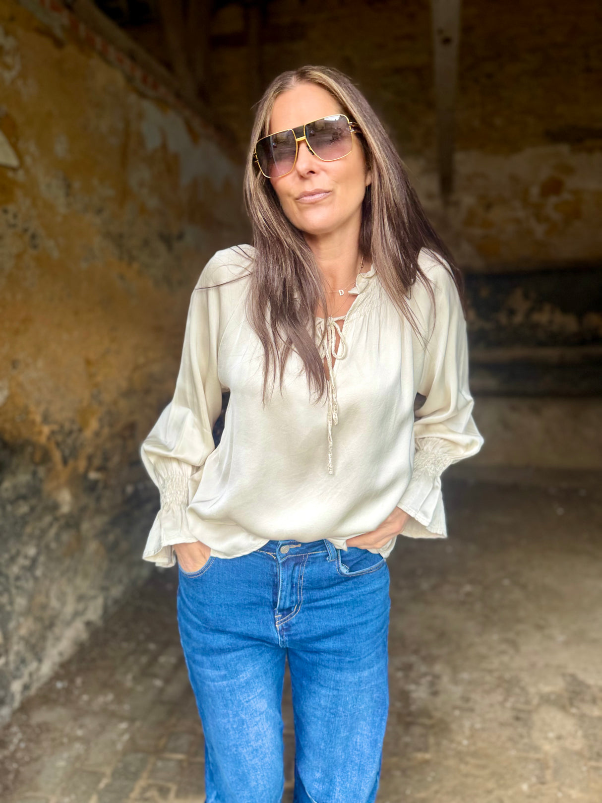 Luca Tie Neck Blouse - Vintage