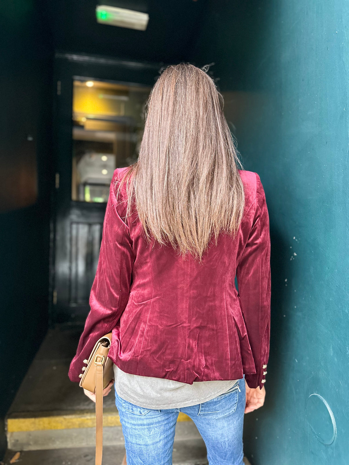 Victoria Velvet Blazer - Bordeaux