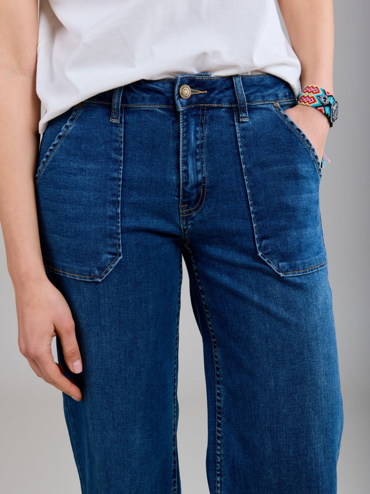 Crush Wide Leg Jean - Mid Blue