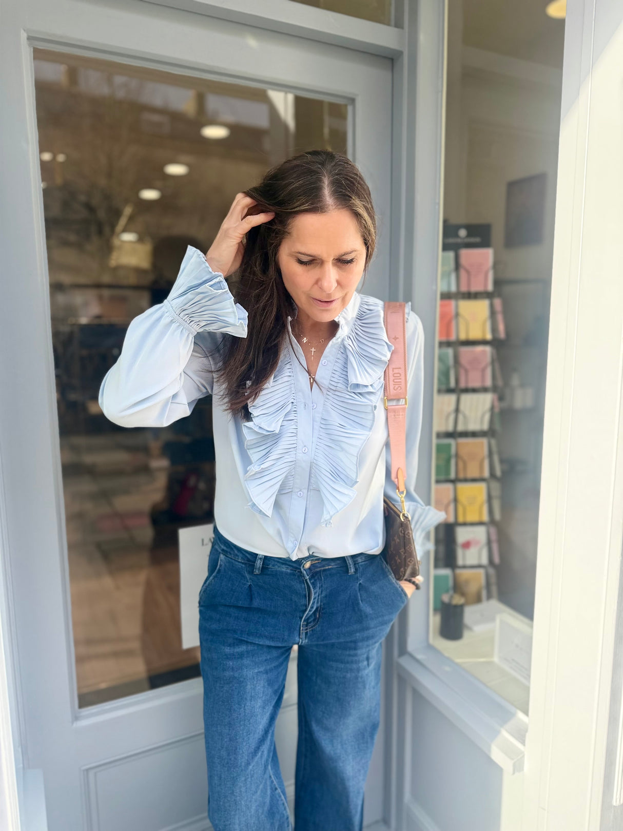 Sally Ruffle Blouse - Blue