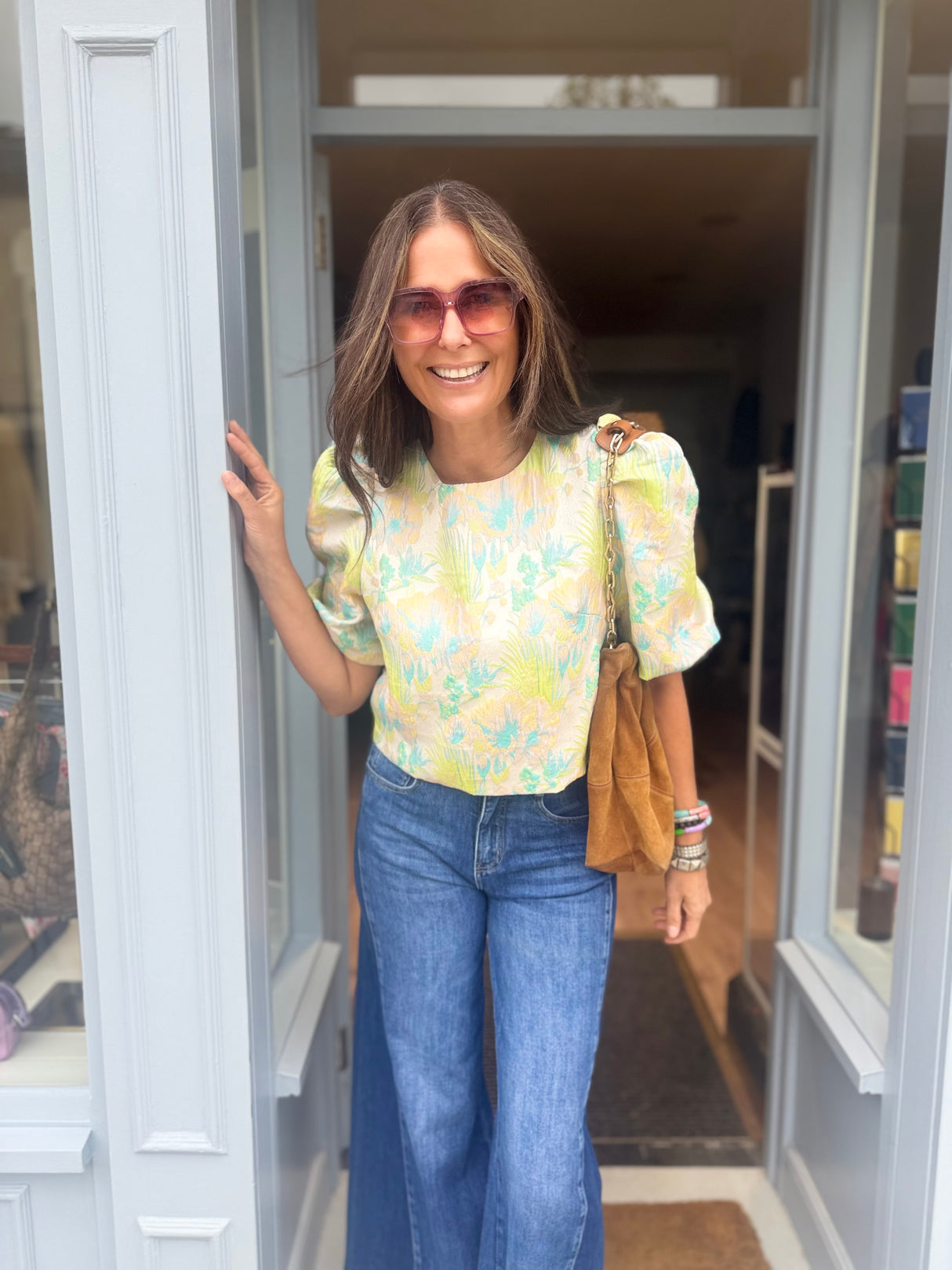 Novalie Cropped Blouse - Blue