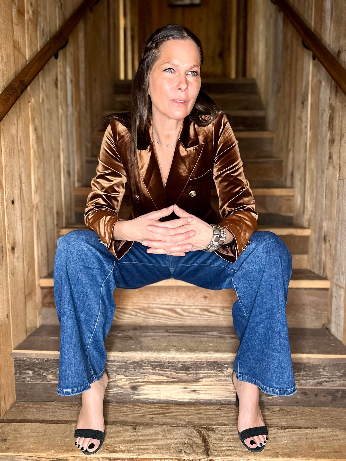 Victoria Velvet Blazer - Bronze