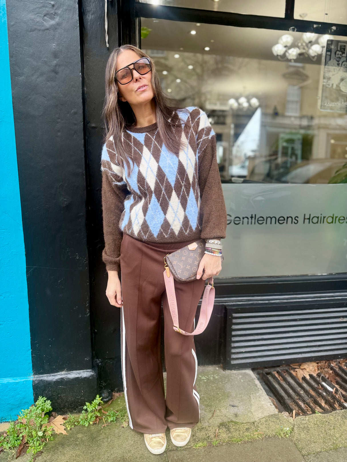 Argyle Crew Neck - Chocolate