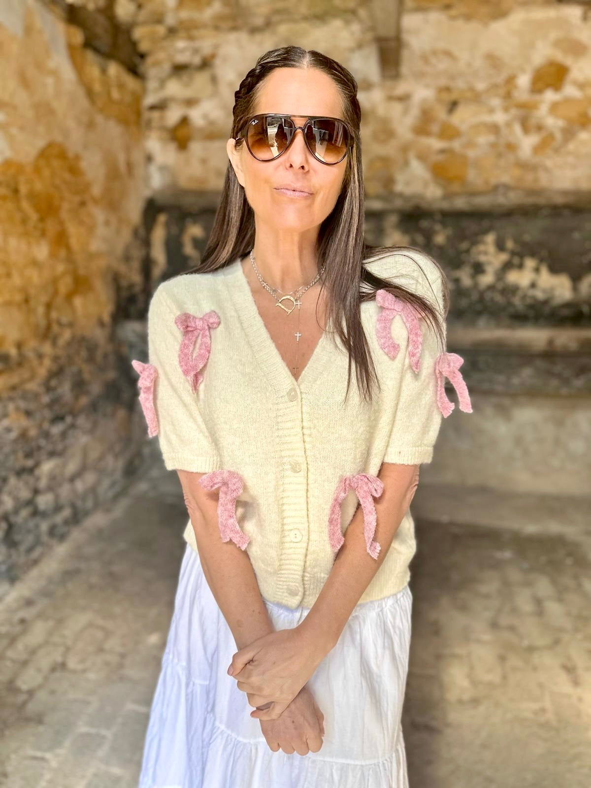 Juliett Vest - Cream/Pink