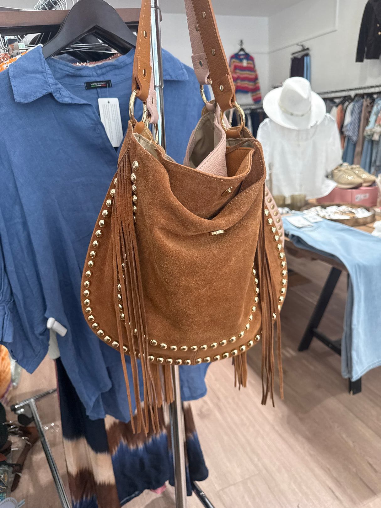 Tabitha Suede Bag - Tan