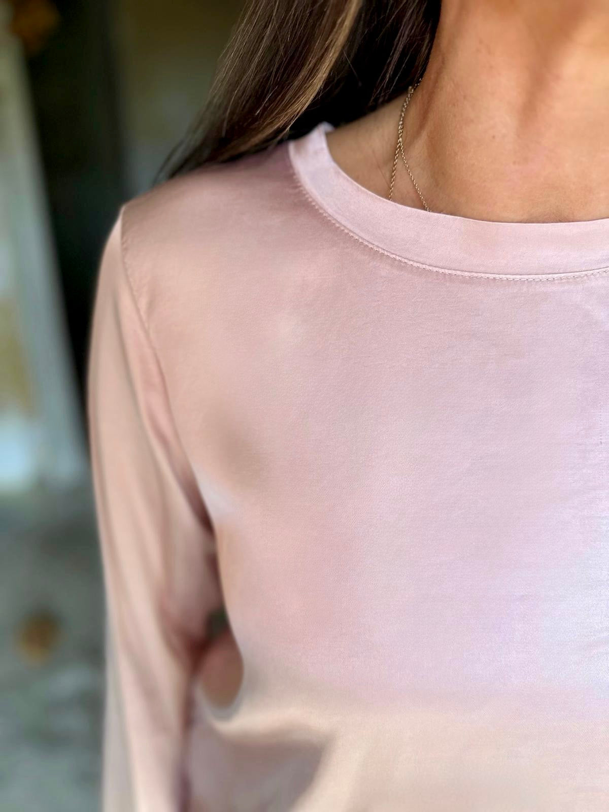 Isobel Silk Blend LS Top - Powder Pink