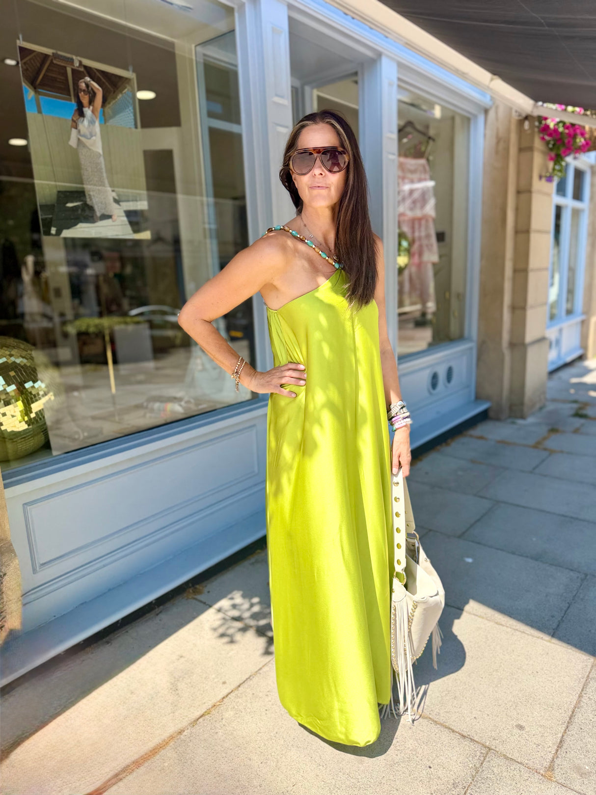 Lottie Beaded Maxi Dress - Lime
