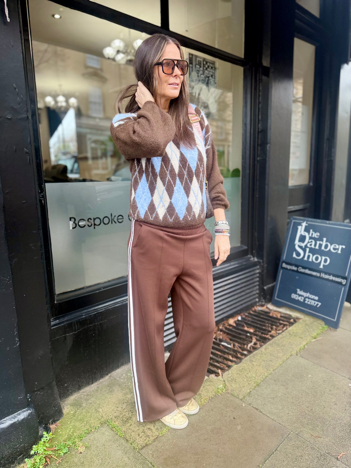 Argyle Crew Neck - Chocolate