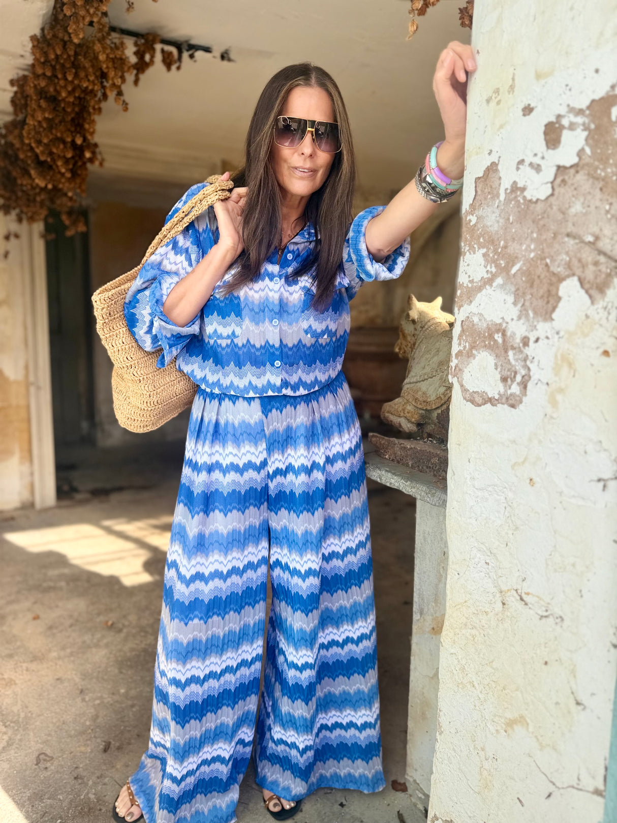 Seraphina Wide Leg Pant - Ocean