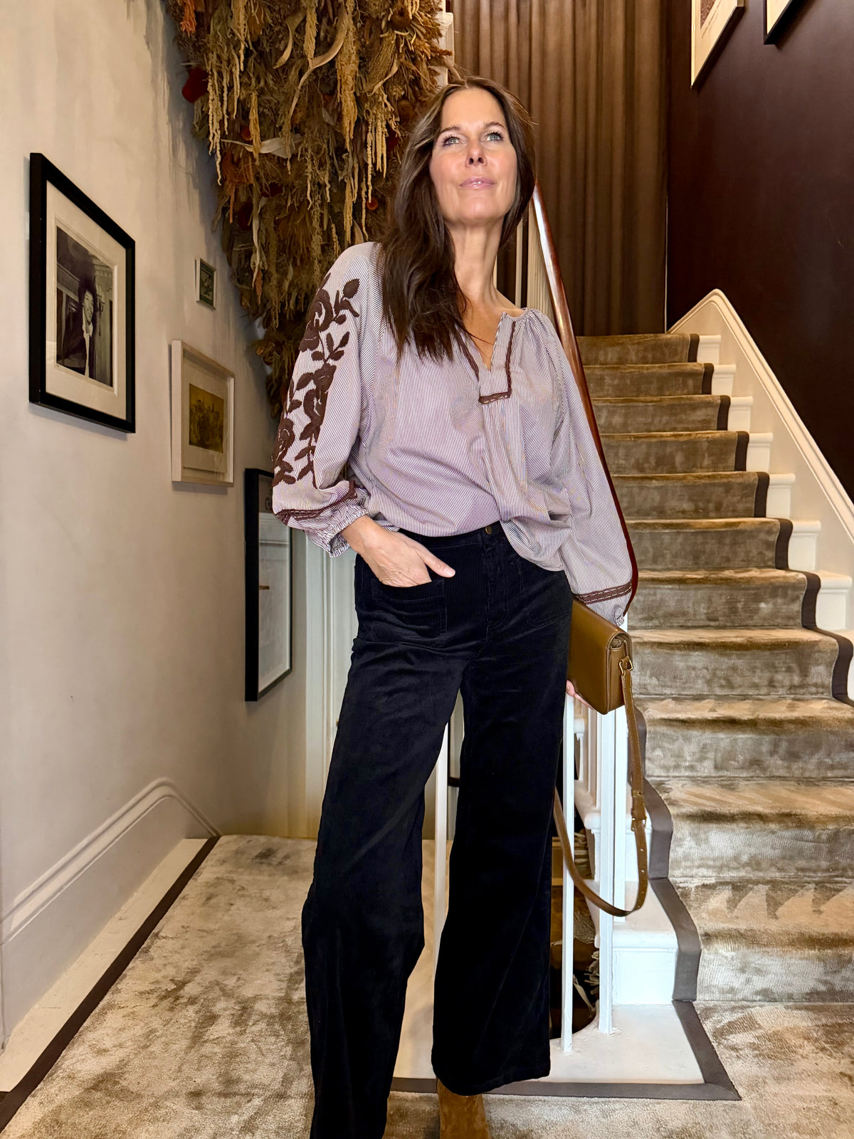 Ledbury Embroidered Blouse - Chocolate