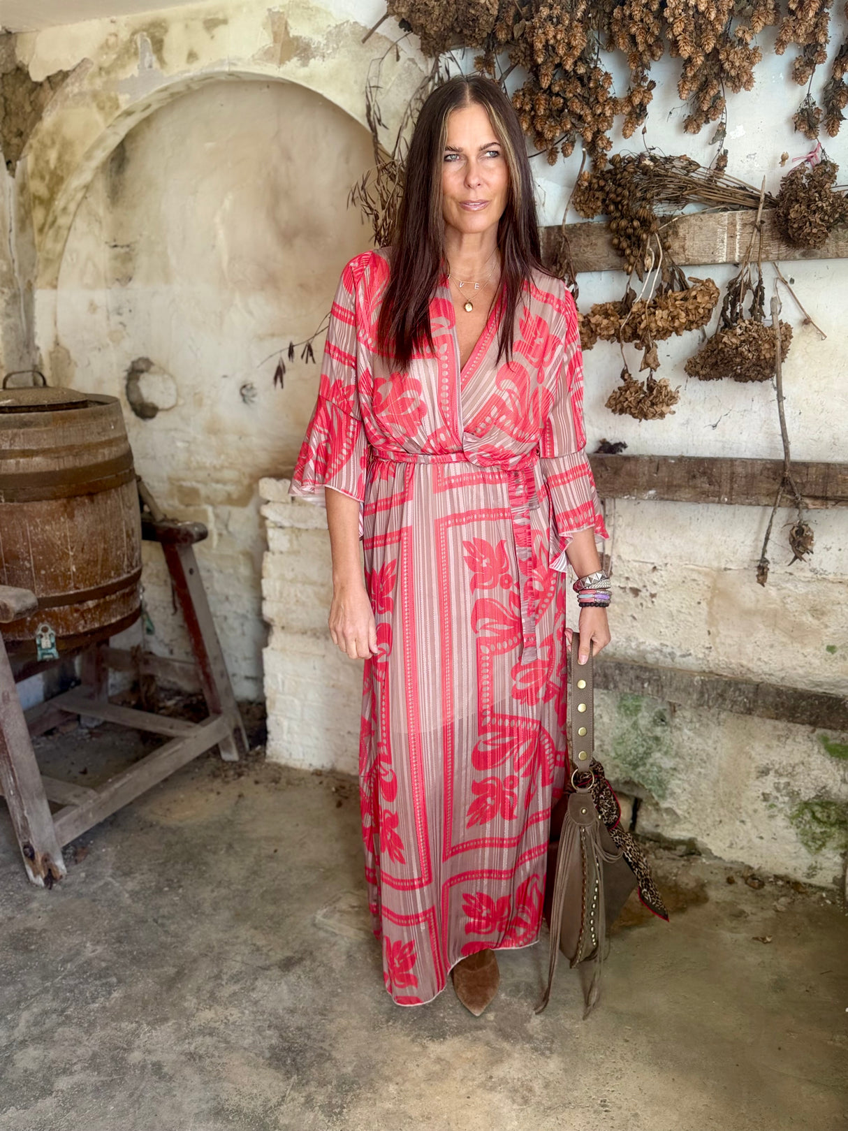 Criss Printed Red Dress