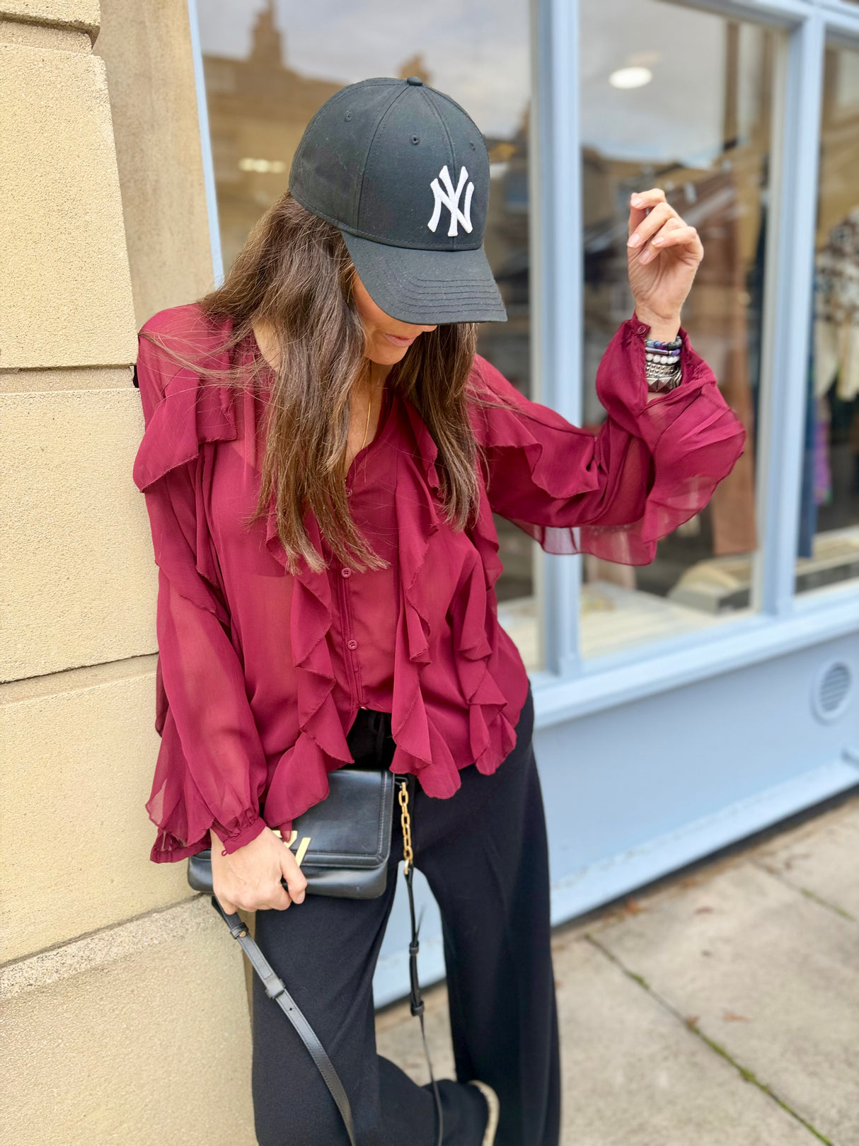 Ruby Ruffle Blouse - Cherry