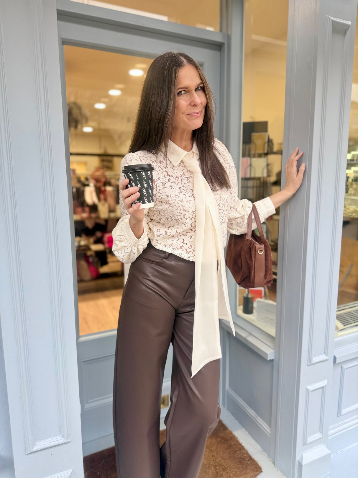 Cara Lace Pussy Bow Blouse - Ecru