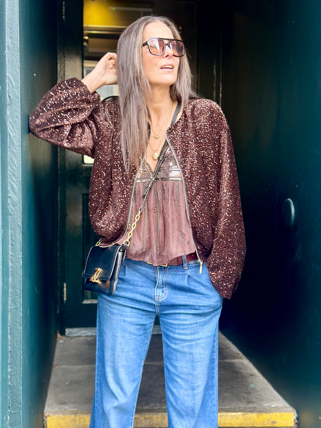 Marant Sequin Bomber - Chocolate