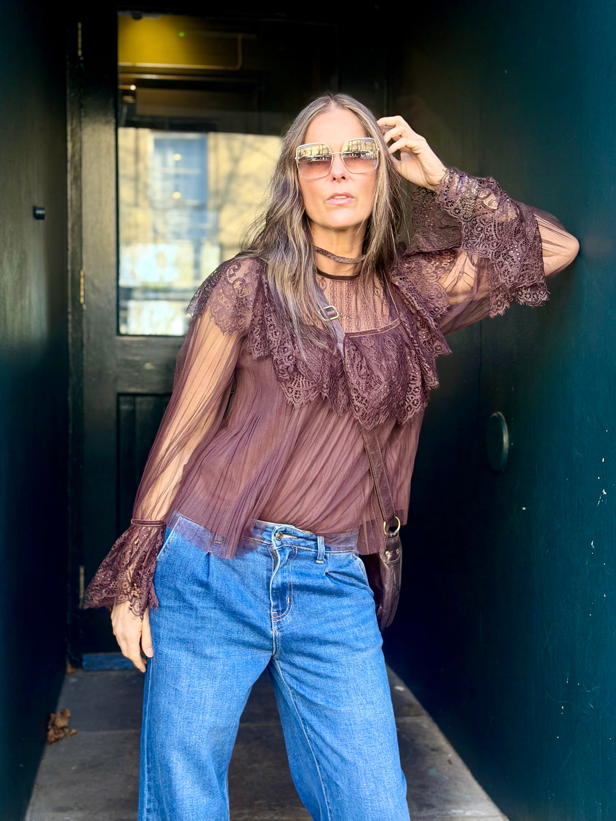 Saskia Lace Top - Chocolate