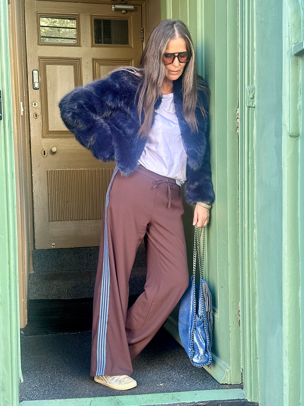 Anastasia Faux Fur Coat Navy