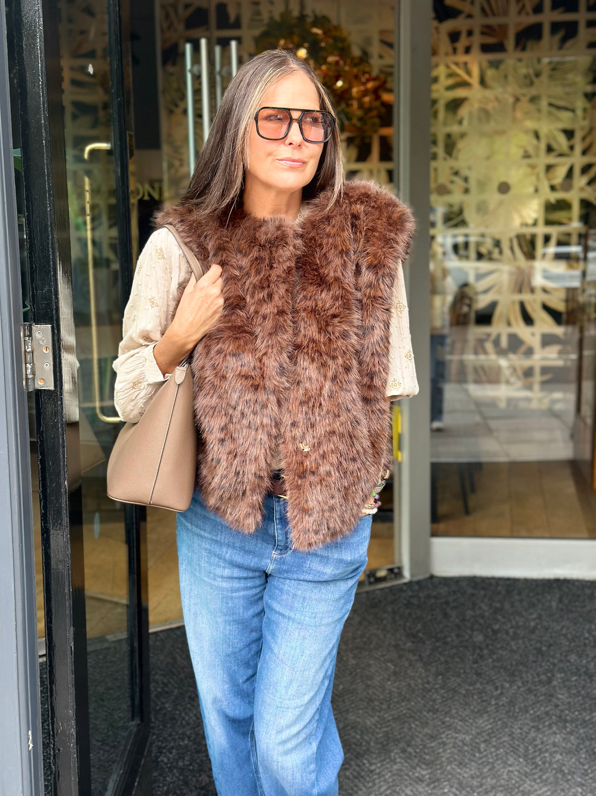 Bam Animal Print Faux Fur Gilet