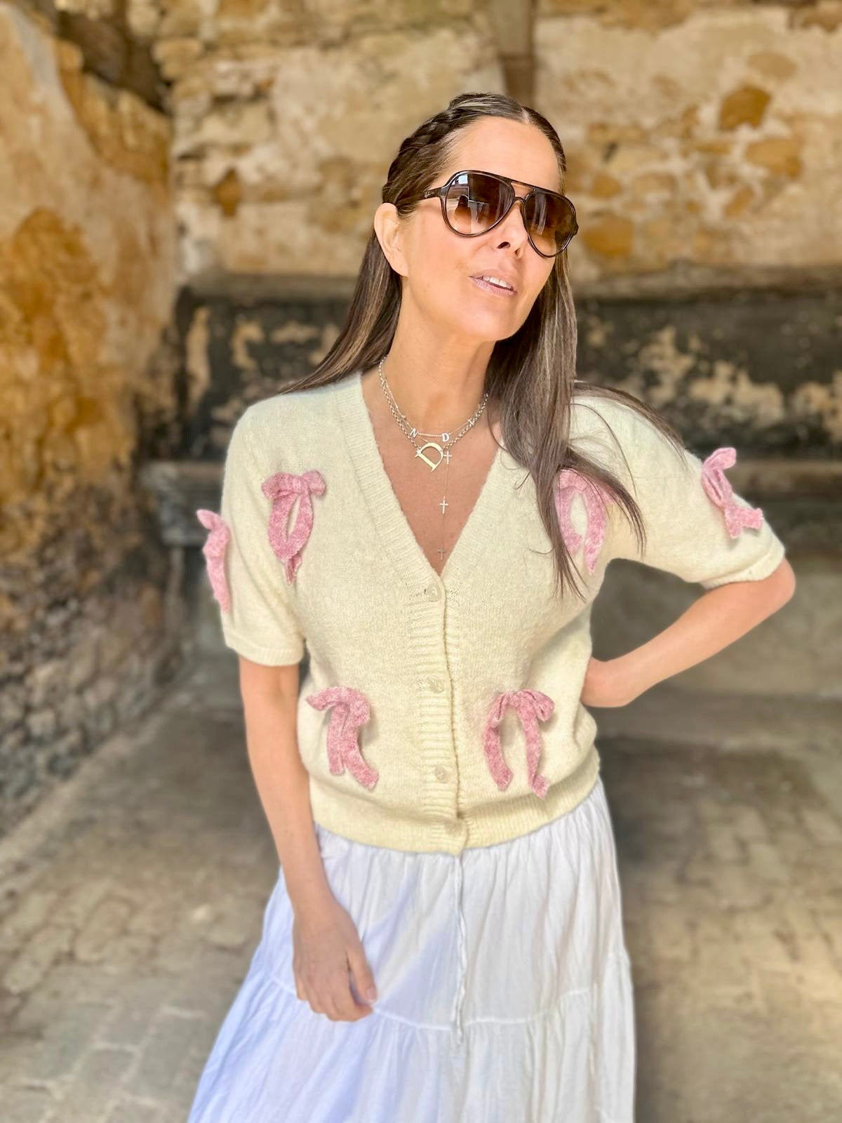 Juliett Vest - Cream/Pink