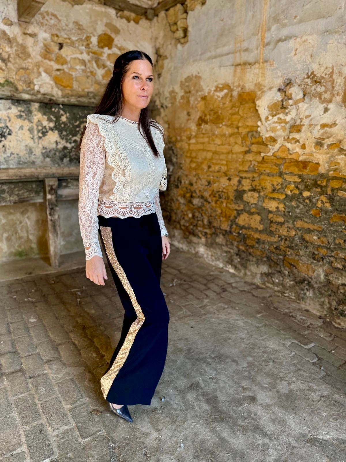 Tempest Pant - Black With Gold Sequin