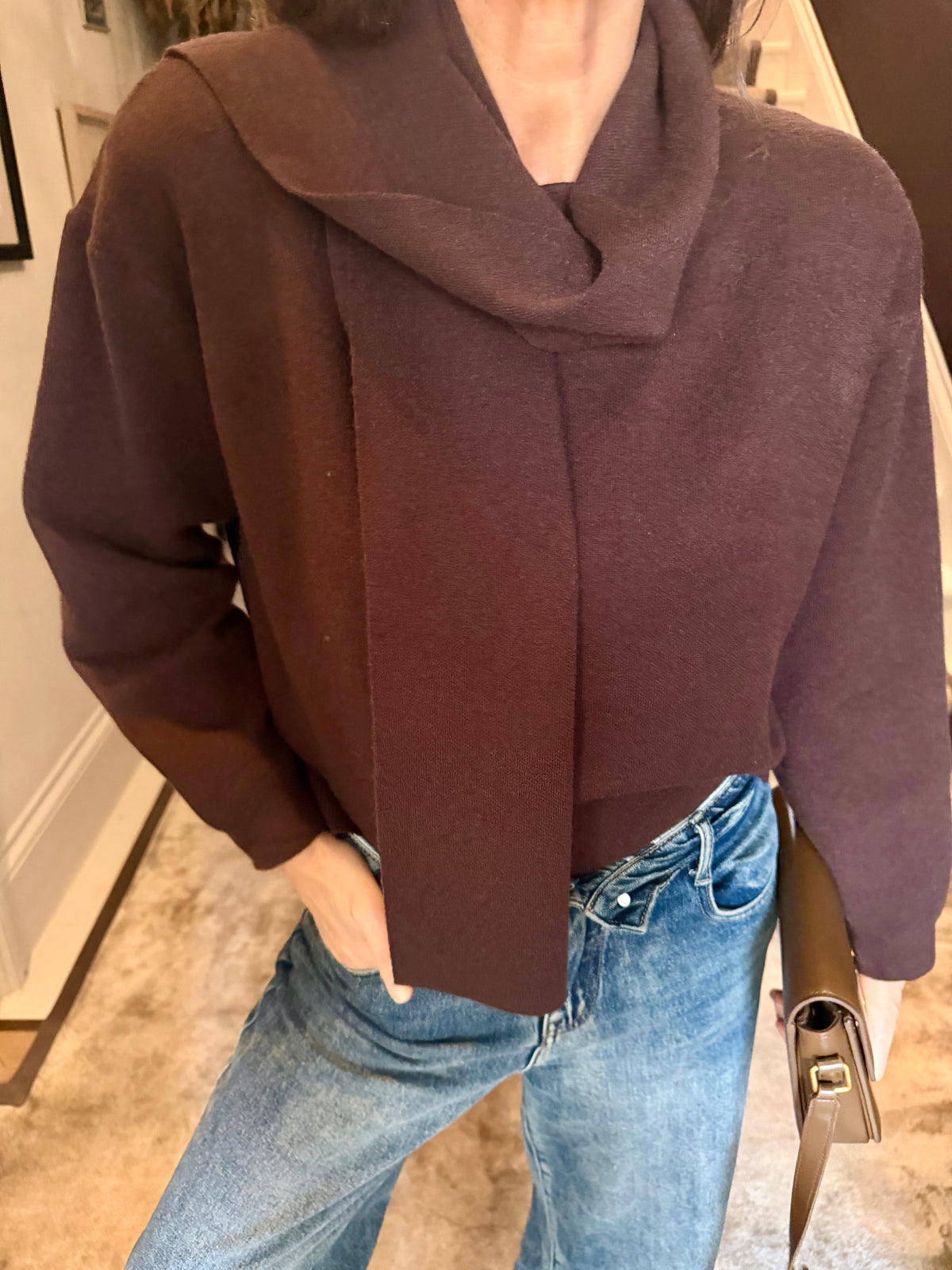 Willow Knit With Scarf - Chocolate
