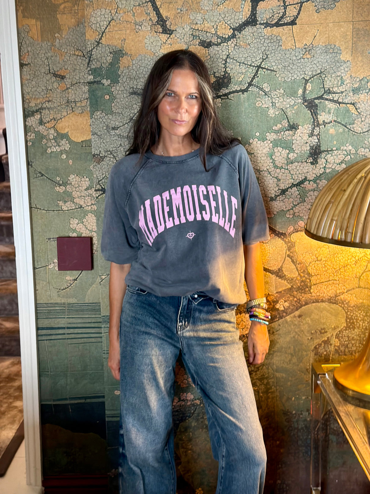 Mademoiselle Sweatshirt - Charcoal/Pink