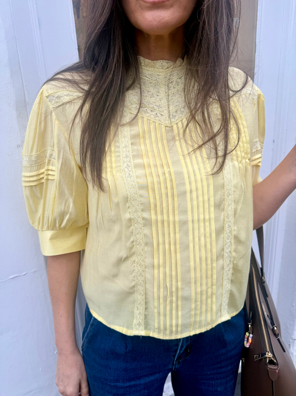 Cathy Embroidered Blouse - Lemon