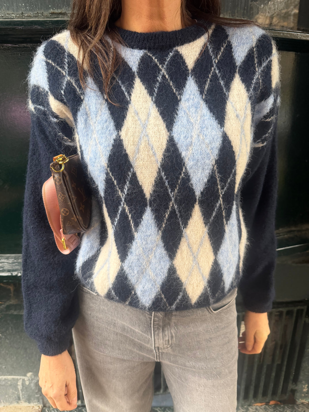 Argyle Crew Neck - Navy