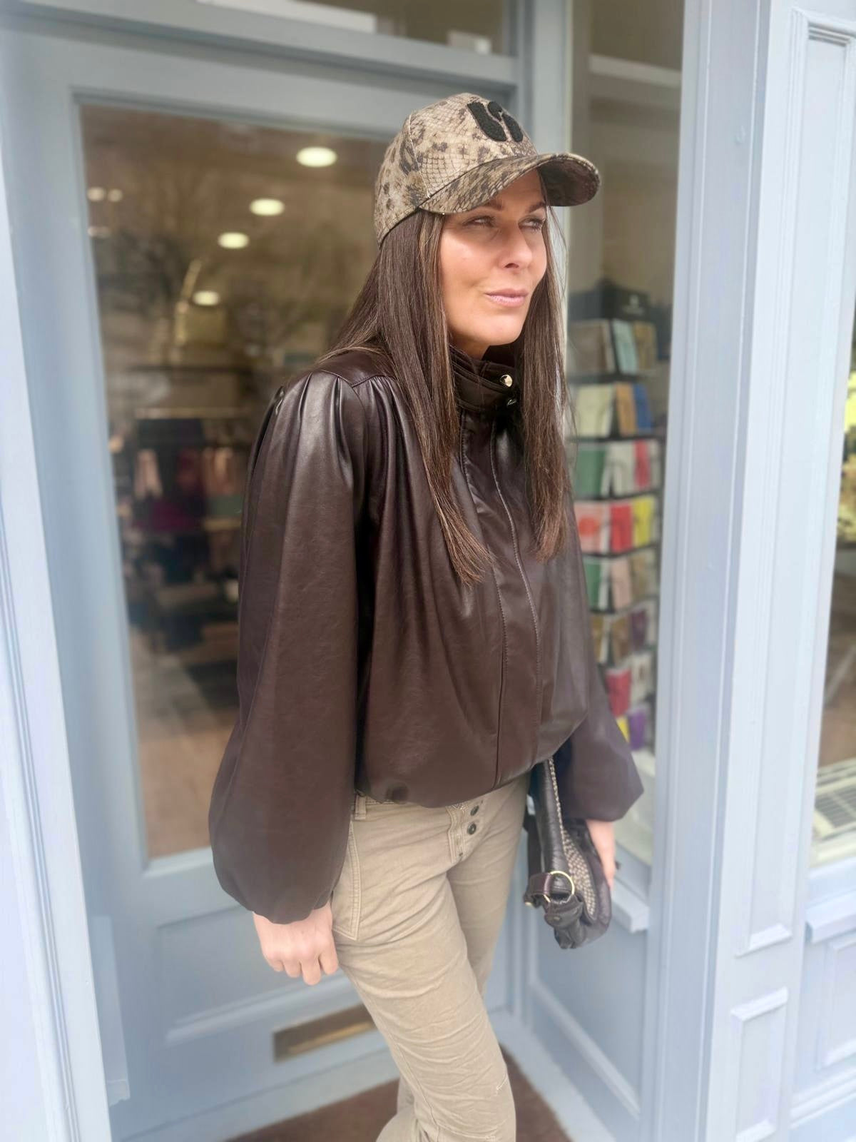 Maz Faux Leather Jacket - Choc