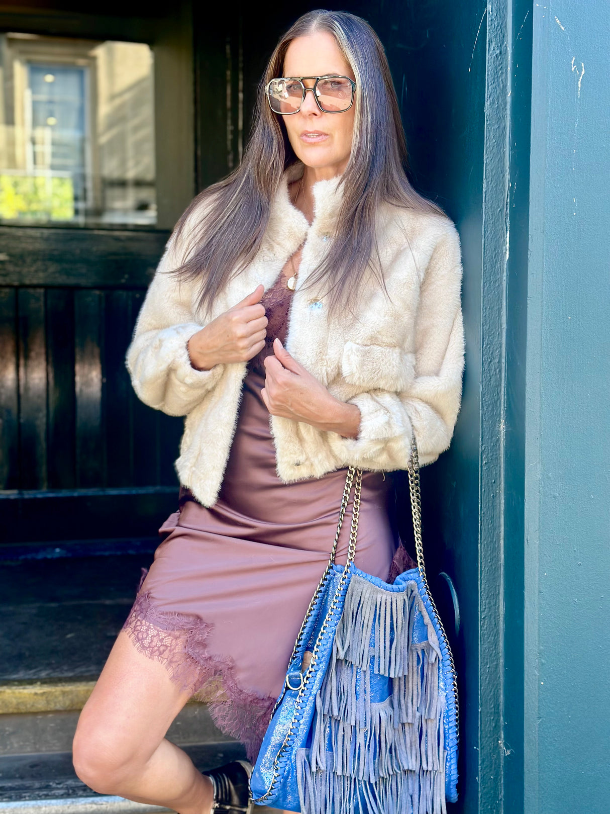 Benny Faux Fur Bomber Jacket - Cream