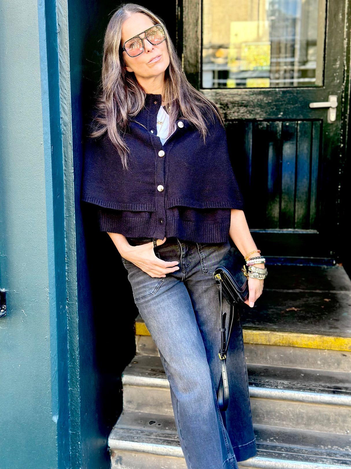 Joy Knitted Cape - Black