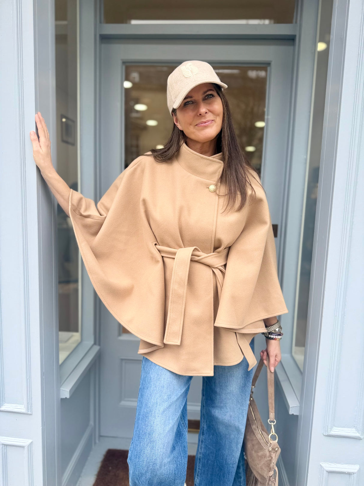 Spring Camel Tie Cape