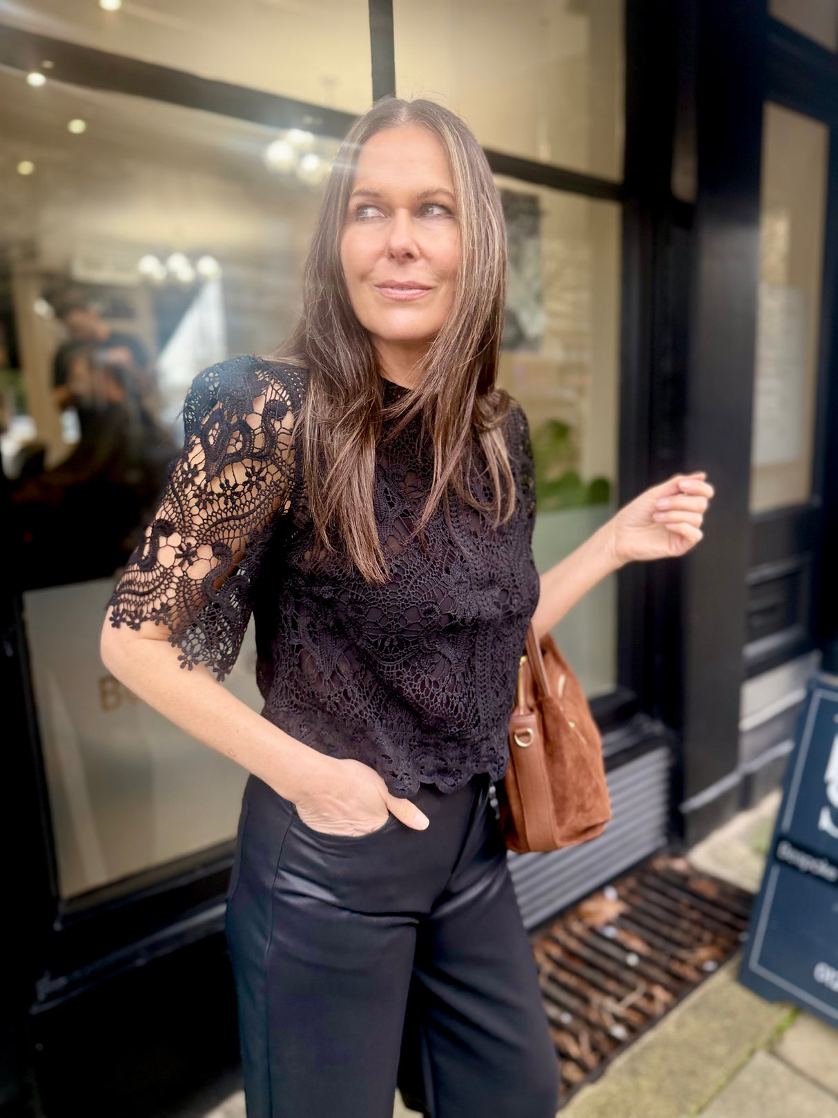 Raquel Crochet Blouse - Black