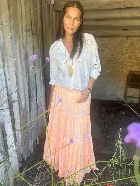 Heather Animal Print Skirt - Fluoro Orange