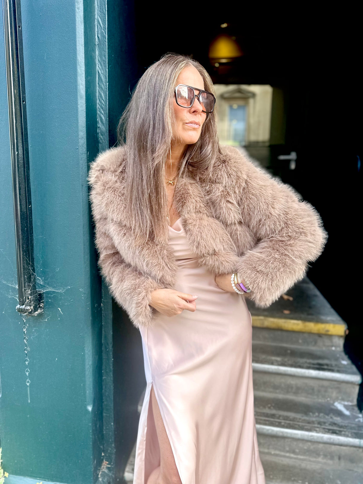 Anastasia Faux Fur Coat - Latte