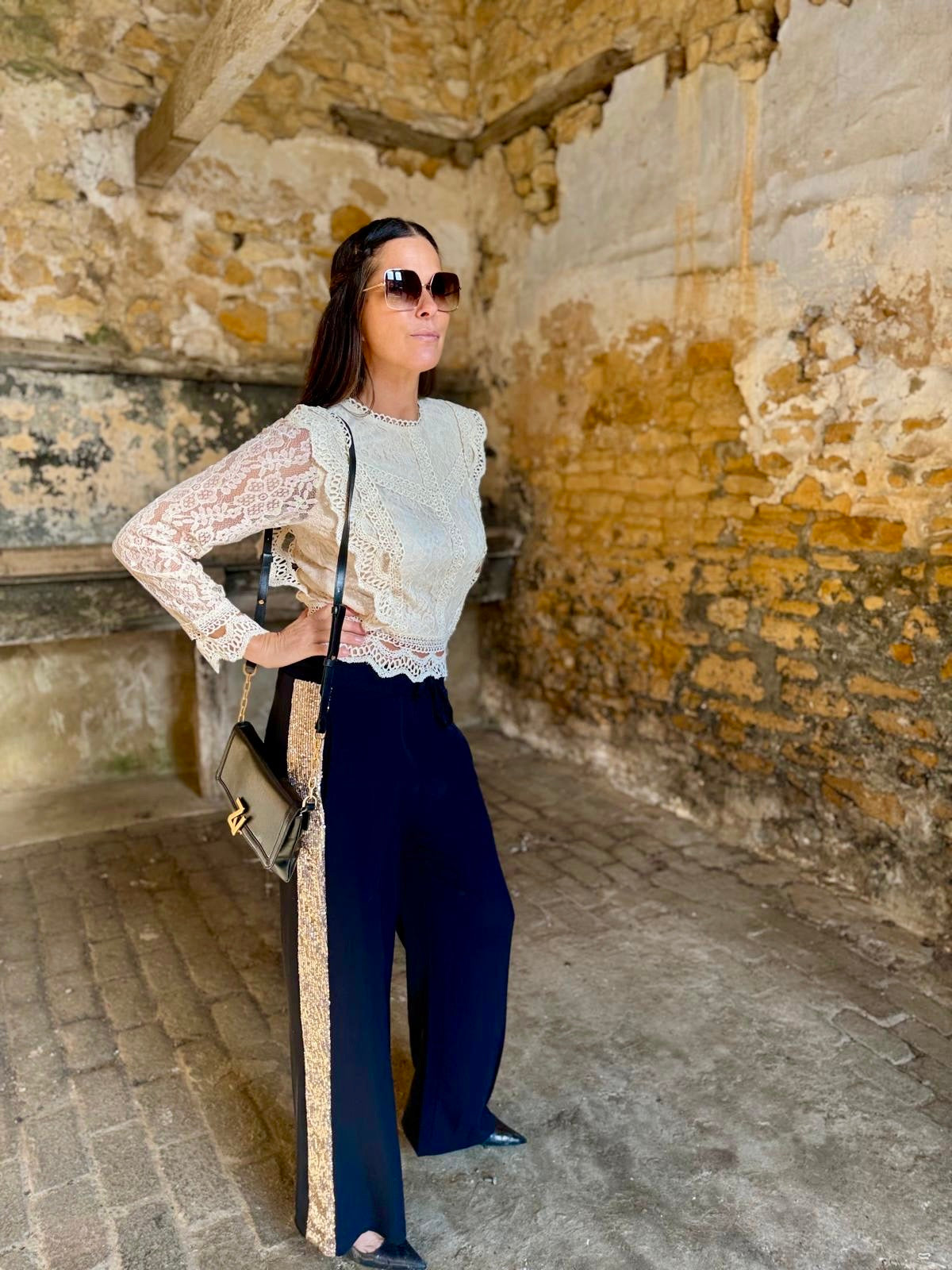 Tempest Pant - Black With Gold Sequin