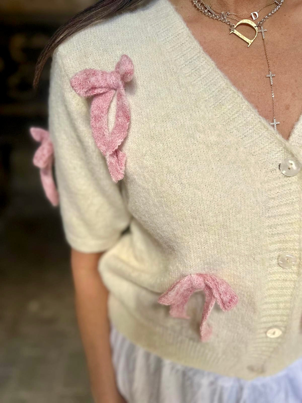 Juliett Vest - Cream/Pink