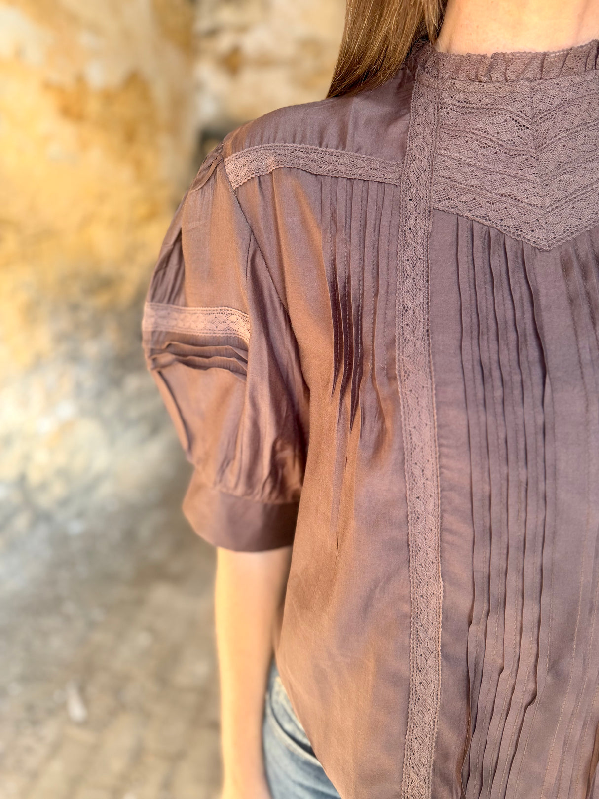 Cathy Embroidered Blouse - Chocolate